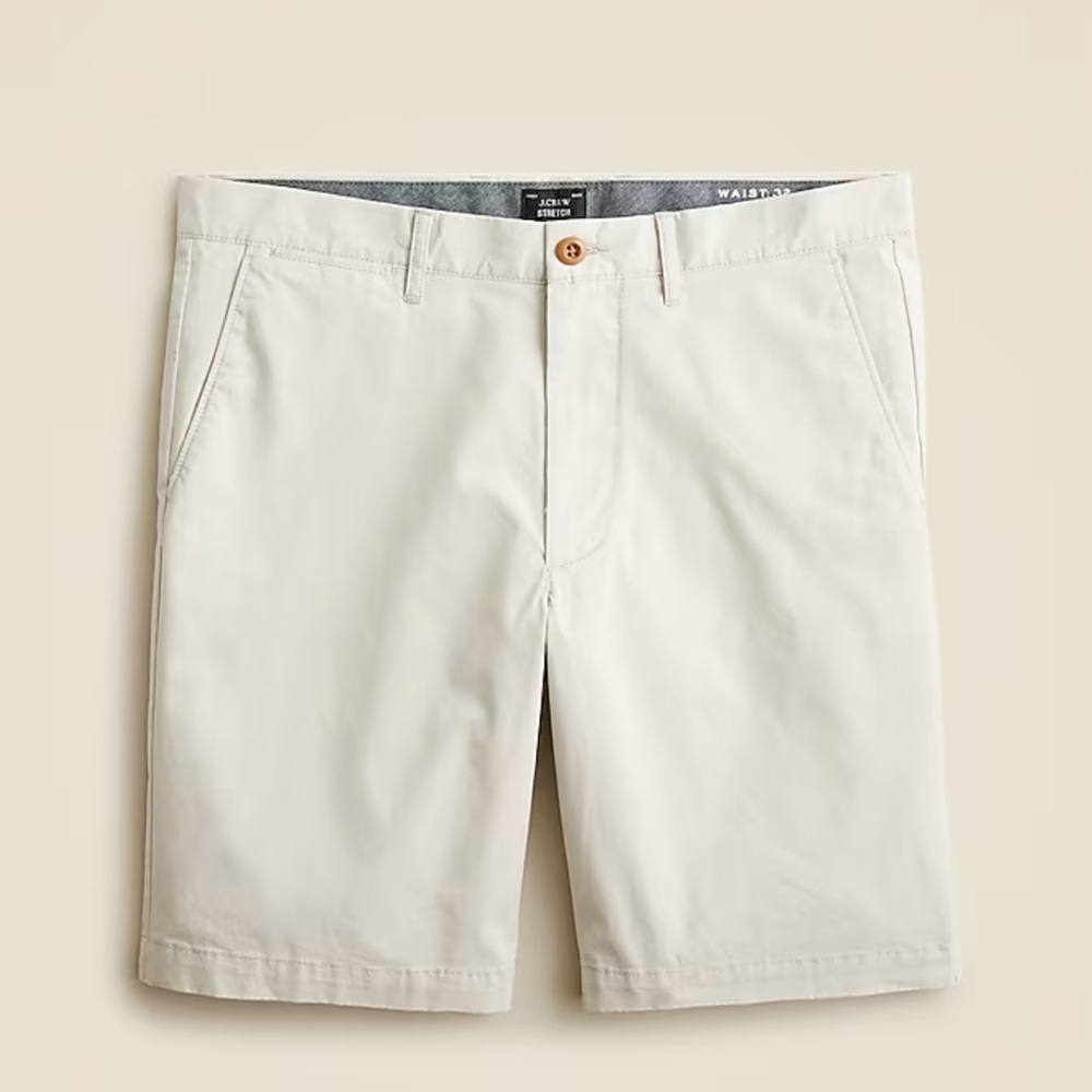 JCrew Men’s 9” Stretch Chino Light Khaki Tan Shorts NWT